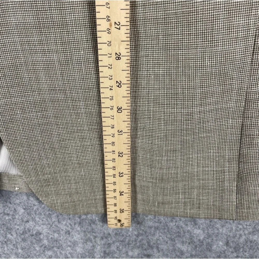 Jos A Bank Linen Wool Blazer Sport Coat Men 44XL Beige Houndstooth 2 Button
